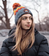 Load image into Gallery viewer, Zig Zag Pom Beanie
